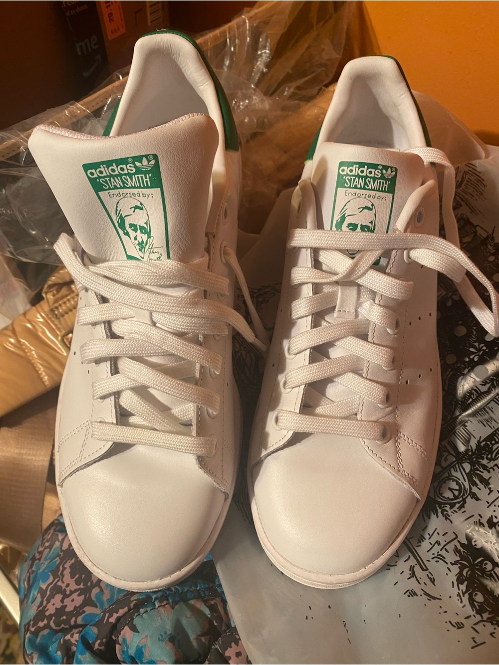 adidas Stan Smith White men 8.5 Sneakers with Green Heel Tab